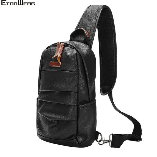 Men's Casual Chest bag Waterproof PU Leather Messenger Bag