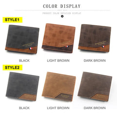 Men's Leather Handbag Short Money Bag Business Wallet Vintage Male Purse