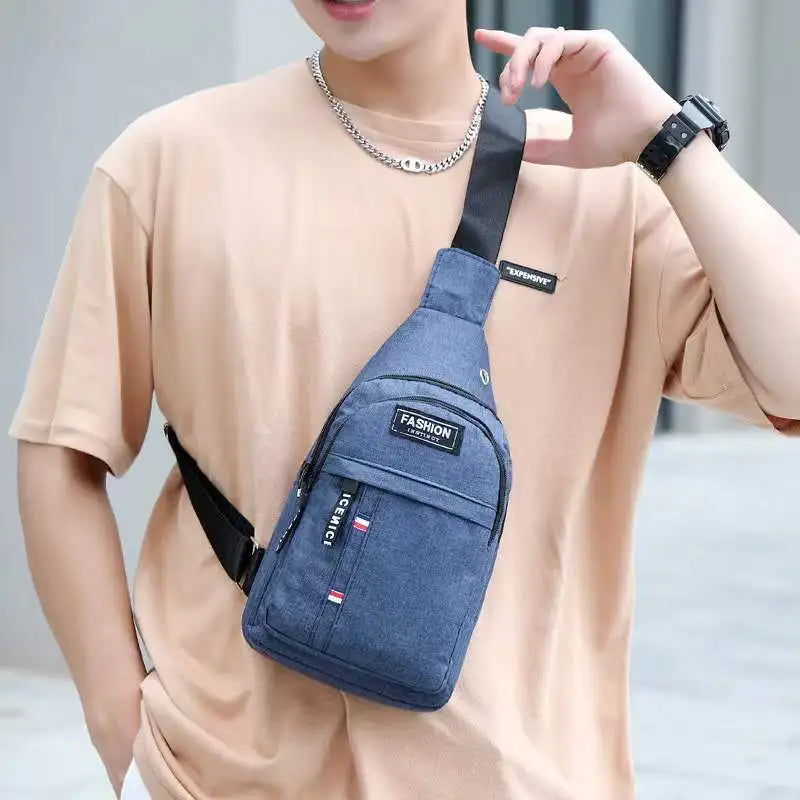 Men's Chest Bags Double Layers Casual Sports Water-Proof Shoulder Messenger Bag
