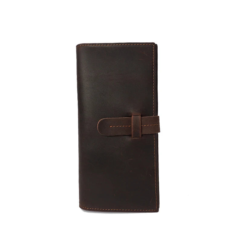 Men's Cow Leather Crazy Horse Clutch Wallets Long Wallets Handbag Wallet