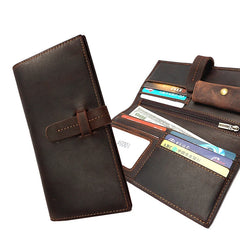 Men's Cow Leather Crazy Horse Clutch Wallets Long Wallets Handbag Wallet