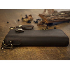 Men's Crazy Horse Leather Wallet Vintage Style Long Purse