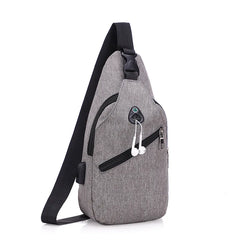 Men's USB Crossbody Chest Bag Canvas Shoulder Pack