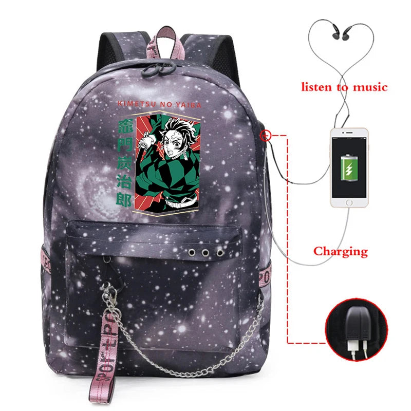 Men's Demon Slayer Anime Backpack - Multifunctional School Travel Bag
