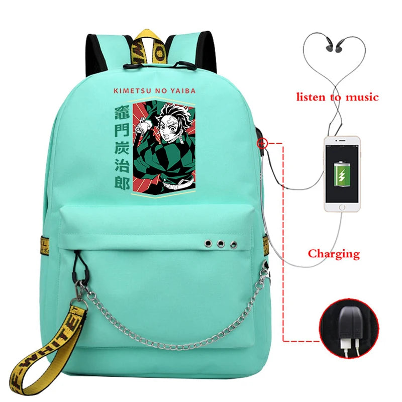 Men's Demon Slayer Anime Backpack - Multifunctional School Travel Bag