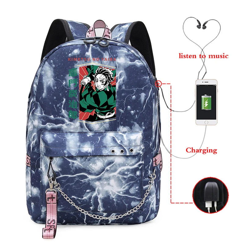 Men's Demon Slayer Anime Backpack - Multifunctional School Travel Bag