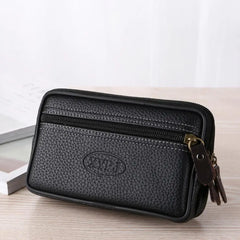 Men's Double Layer Phone Waist Bag Slim Zipper Coins Bag