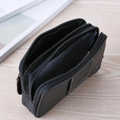 Men's Faux Leather Wallet Double Layer Phone Waist Bag
