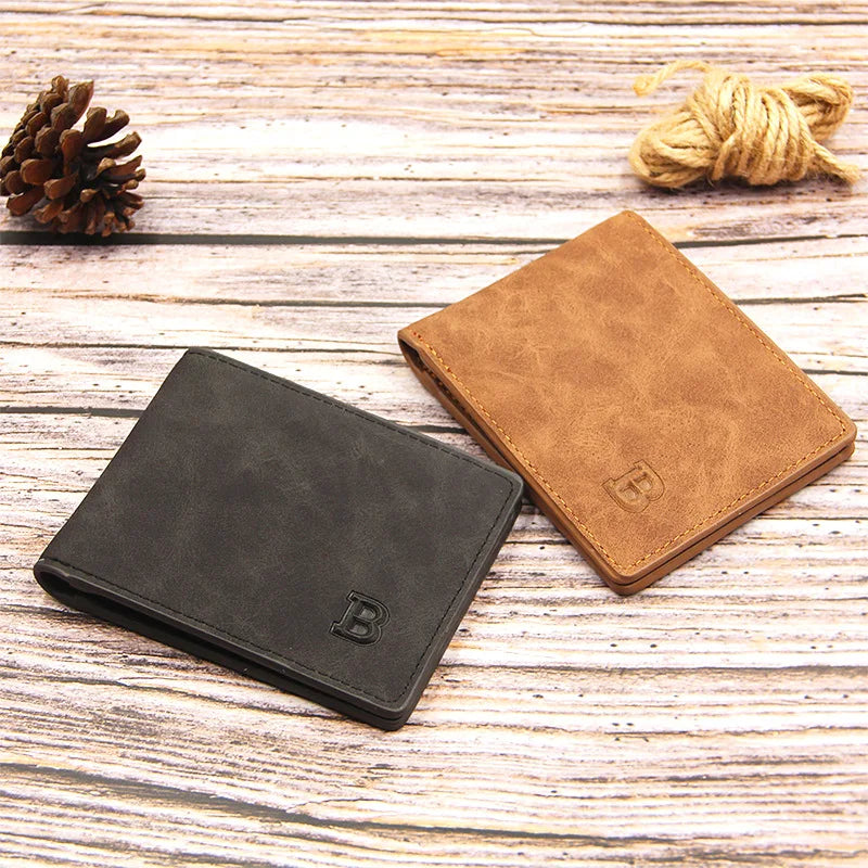 Men's Frosted Retro Wallet Short Money Purse Multi-function Wallet