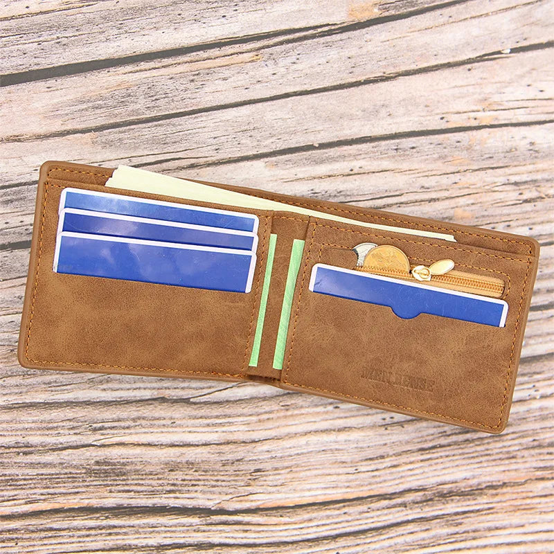 Men's Frosted Retro Wallet Short Money Purse Multi-function Wallet