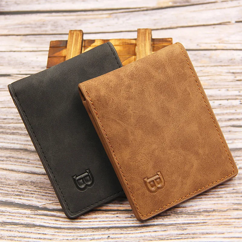Men's Frosted Retro Wallet Short Money Purse Multi-function Wallet