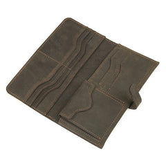Men's Leather Long Wallet Crazy Horse Leather Retro Young Wallet