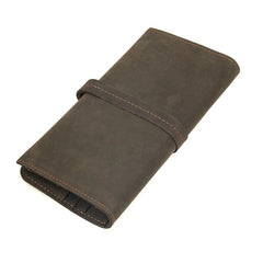 Men's Leather Long Wallet Crazy Horse Leather Retro Young Wallet
