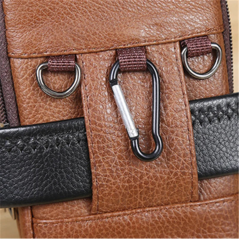 Men's Leather Phone Bag Vintage Crossbody Shoulder Belt Bag