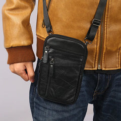 Men's Leather Waist Packs Phone Pouch Bags Chest Bag Small