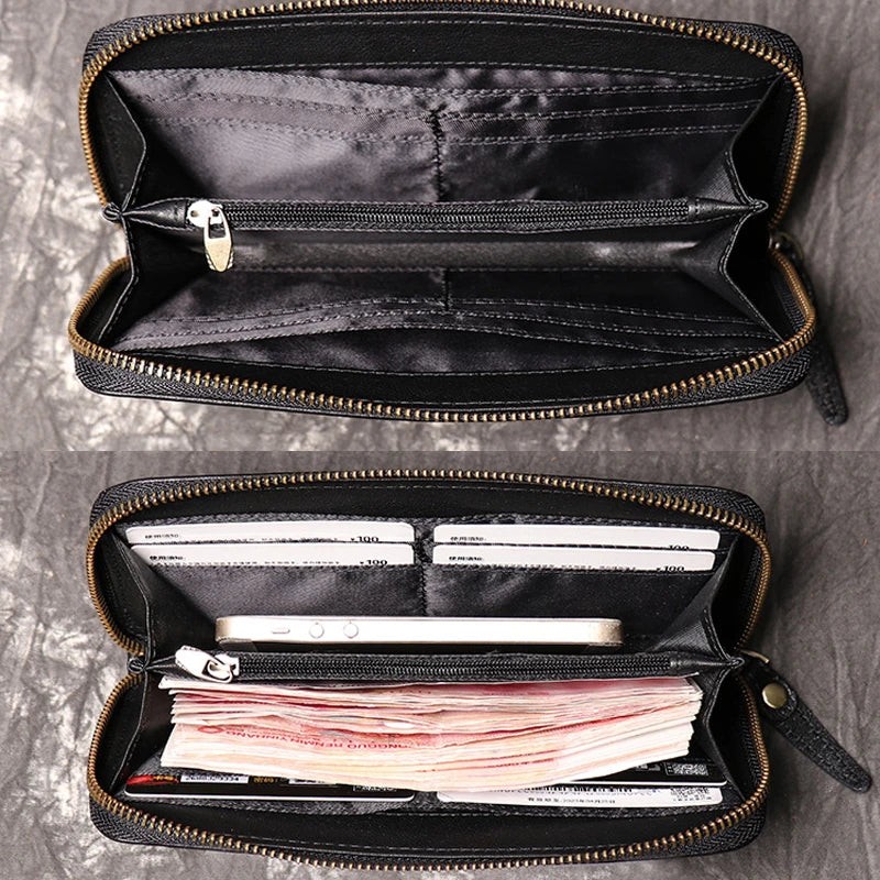 Men's Leather Wallet Clutch Cash Cards Case Purse