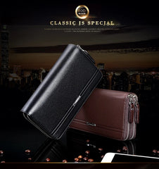 Men's Business Handbag PU Large Capacity Wallet Clutch Brown