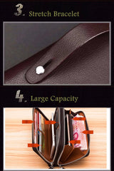 Men's Business Handbag PU Large Capacity Wallet Clutch Brown