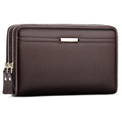 Men's Business Handbag PU Large Capacity Wallet Clutch Brown