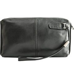 Men's Leather Zip-Up Wallet Long Purse Phone Bag