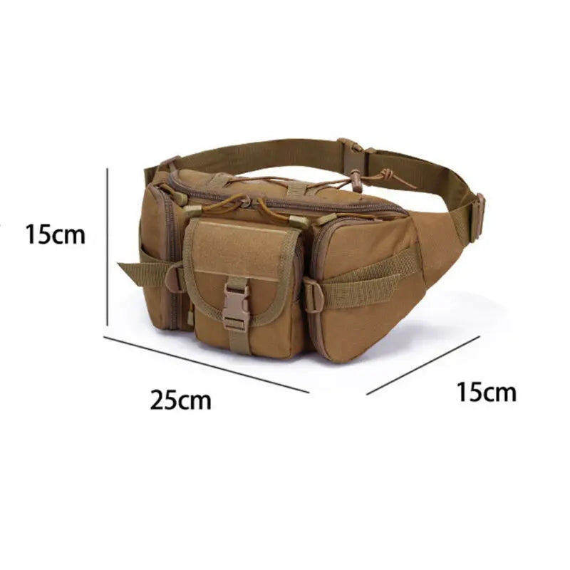 Men's Khaki Waist pack Tactical Water Bottle Belt Fanny Pack