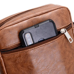 Men's PU Leather Shoulder Bag Multi-layer Crossbody Handbag