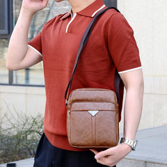 Men's PU Leather Shoulder Bag Multi-layer Crossbody Handbag