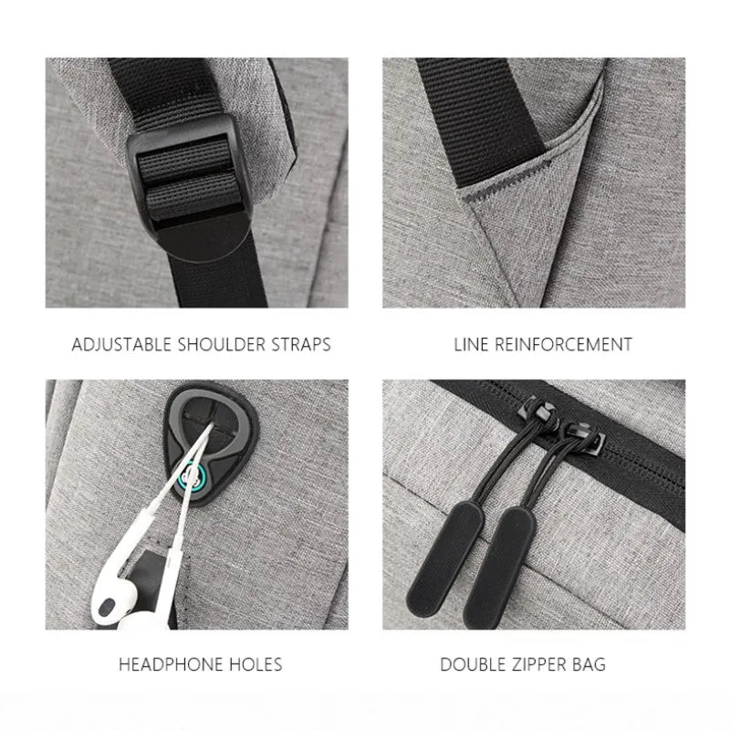 Men's Laptop Backpack USB Charging Business School Bag Man