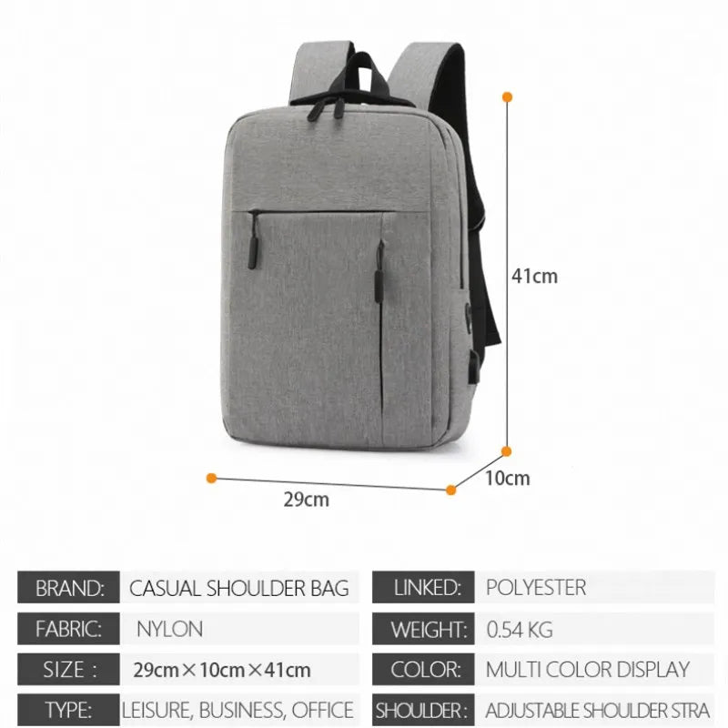 Men's Laptop Backpack USB Charging Business School Bag Man