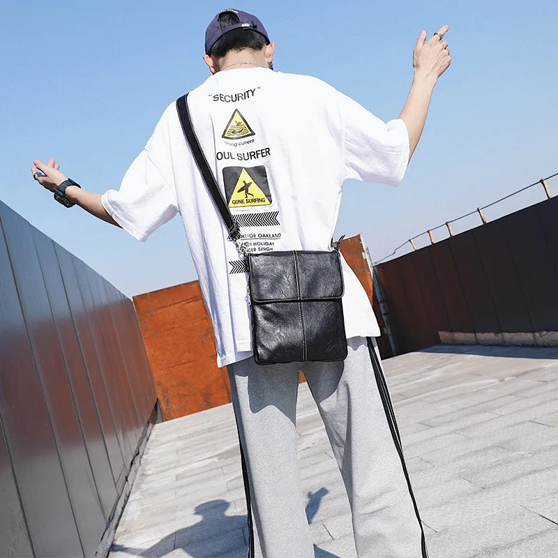 Men's Leather Crossbody Bag Small Casual Shoulder Handbag Male Messenger Bag