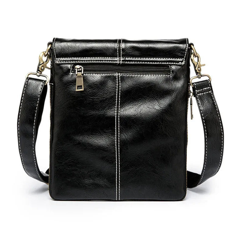 Men's Leather Crossbody Bag Small Casual Shoulder Handbag Male Messenger Bag