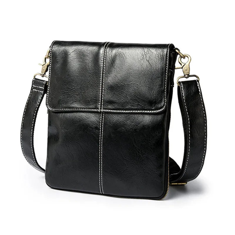Men's Leather Crossbody Bag Small Casual Shoulder Handbag Male Messenger Bag
