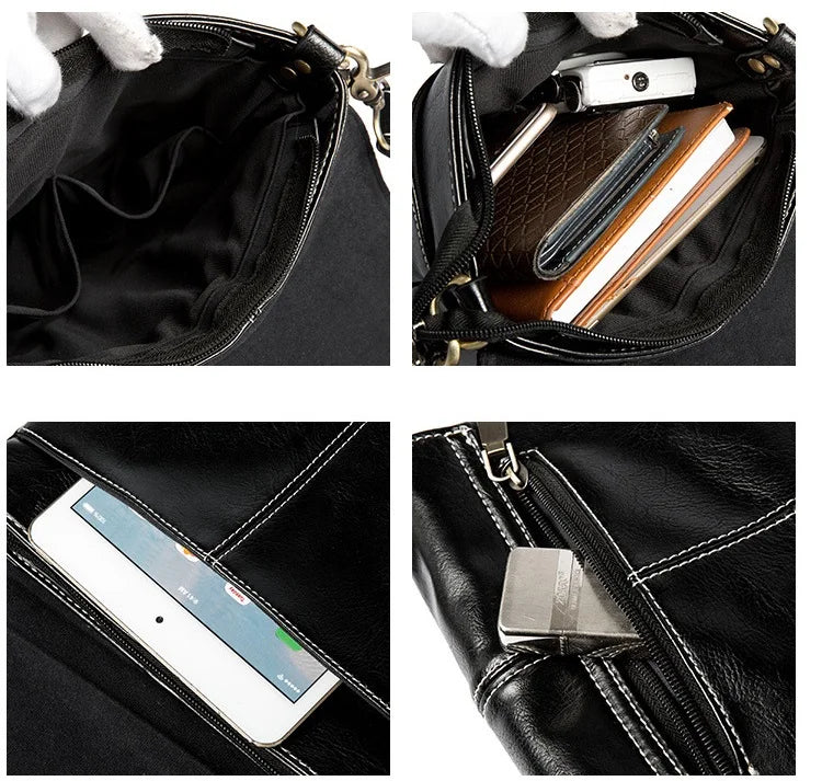 Men's Leather Crossbody Bag Small Casual Shoulder Handbag Male Messenger Bag