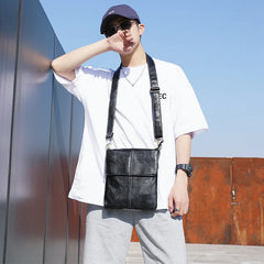 Men's Leather Crossbody Bag Small Casual Shoulder Handbag Male Messenger Bag
