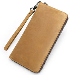 Men's Long Wallet Cow Leather Clutch Bag Functional Handbag