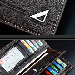 Men's Long Wallet Multi-Card Thin Lychee Pattern Soft Money Clip