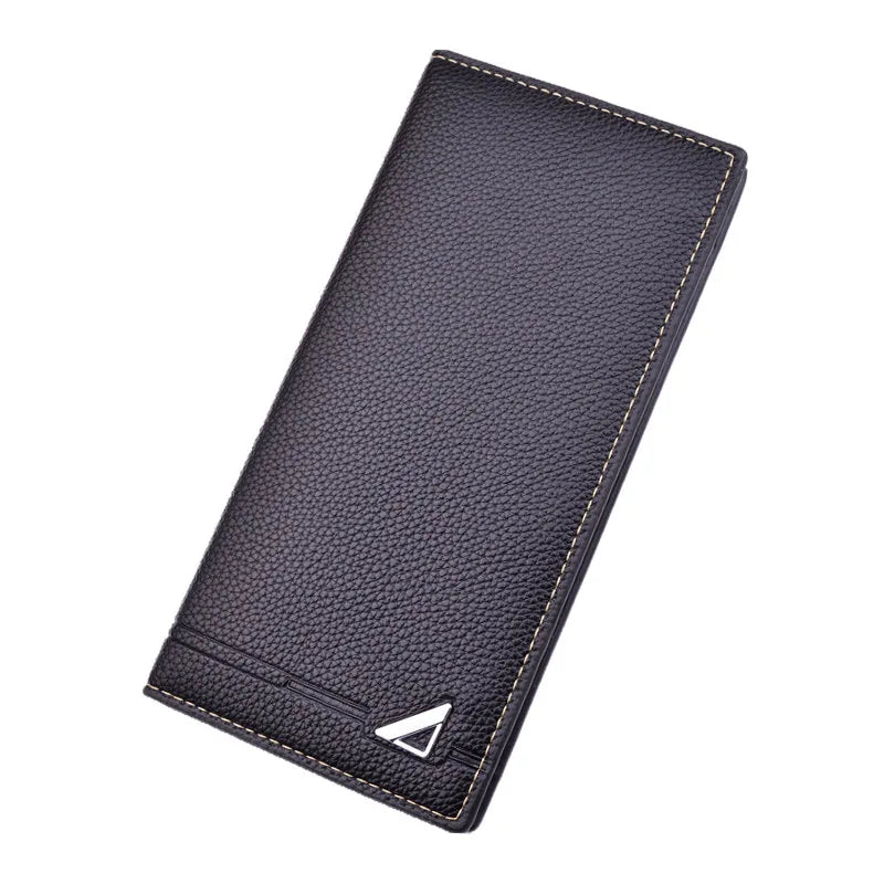 Men's Long Wallet Multi-Card Thin Lychee Pattern Soft Money Clip