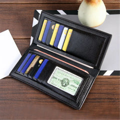 Men's Leather Long Wallet Strap Credit Multi-card Slot Thin Wallet