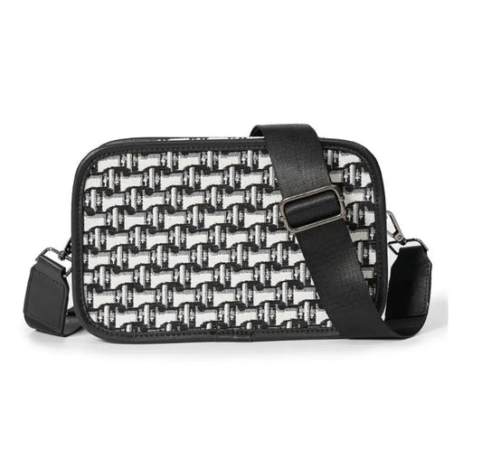 Men's Striped Canvas Messenger Bag Youth Small Square Handbag Backpack