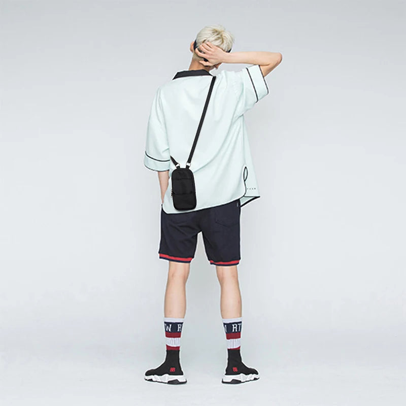 Men's Nylon Shoulder Bag Waterproof Casual Vertical Phone Pouch