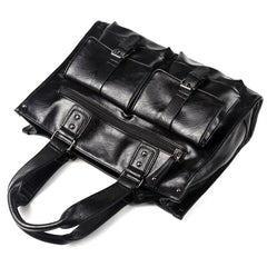 Men's Multifunction PU Leather Travel Handbag Large Capacity Tote Messenger Bag