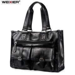 Men's Multifunction PU Leather Travel Handbag Large Capacity Tote Messenger Bag