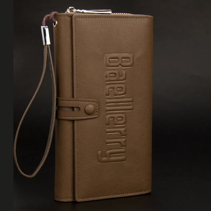 Men's Vintage Leather Long Clutch Wallet Zipper Purse