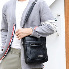 Men's PU Large Capacity Leather Shoulder Handbag Business Messenger Bag