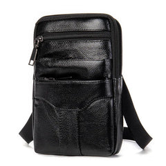 Men's PU Leather Waist Packs Phone Pouch Bags Waist Belt Male Small Chest