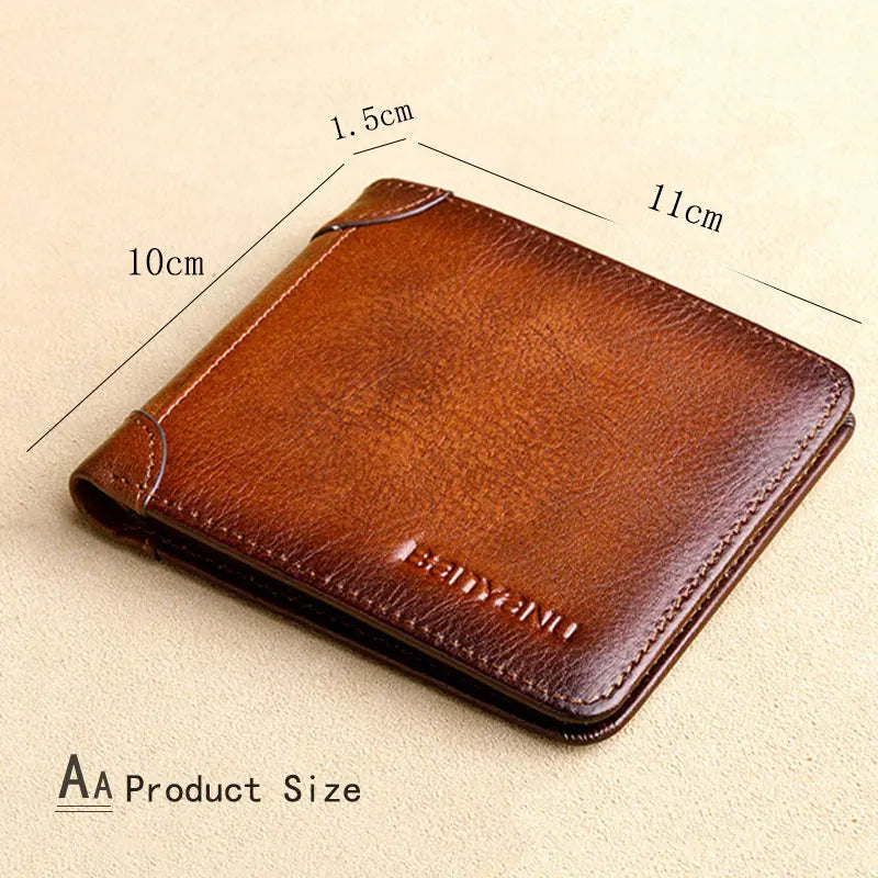 Men's RFID Blocking Leather Wallet Bifold Vintage Slim Short