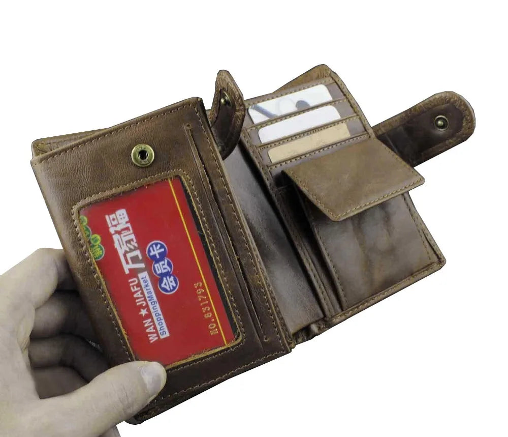 Men's Leather Biker Trucker Chain Wallet Brown