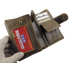 Men's Leather Biker Trucker Chain Wallet Brown