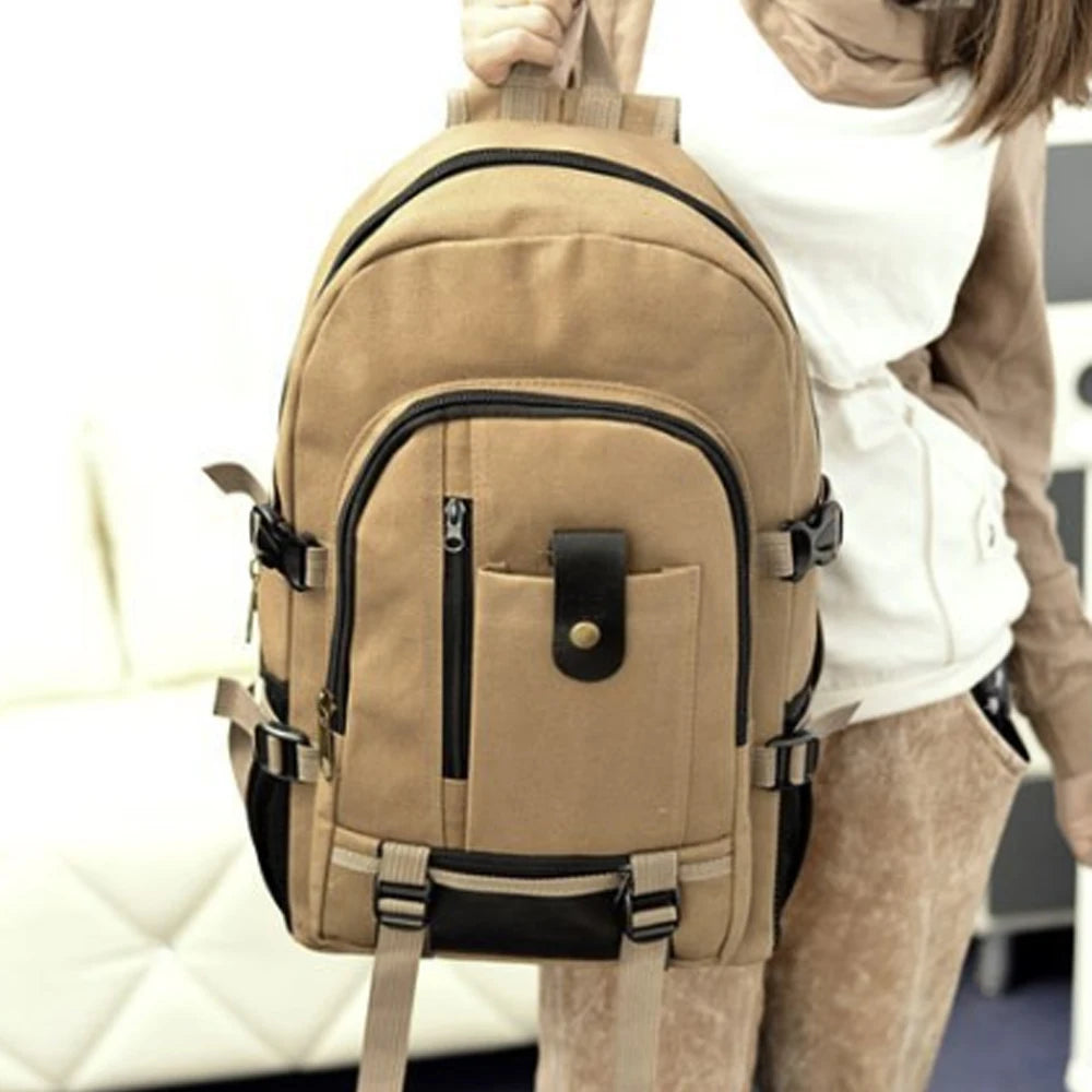 Men's Retro Travel Rucksack Zipper Closure Camping Bag