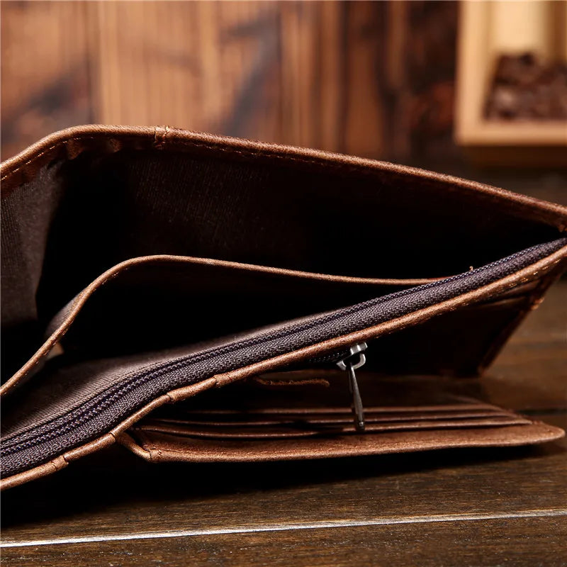 Men's Retro Leather Wallet Slim Cash Card Coin Purse